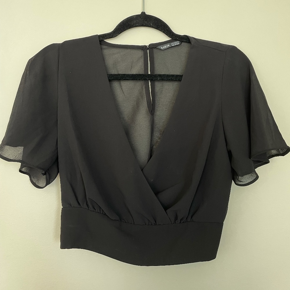 Cropped Black Blouse